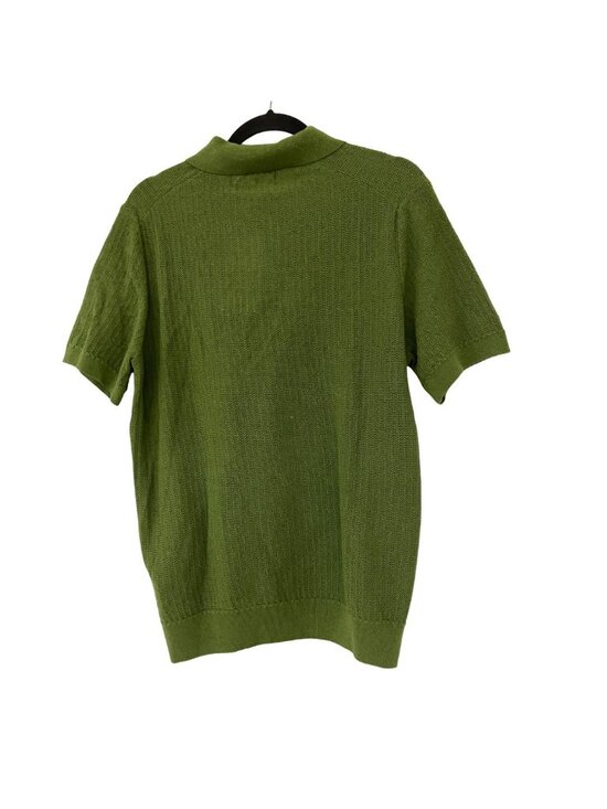 Zara Mens Polo Shirt Size M Green Textured Knit Short Sleeve collar 3166/305 NWT - Picture 5 of 15